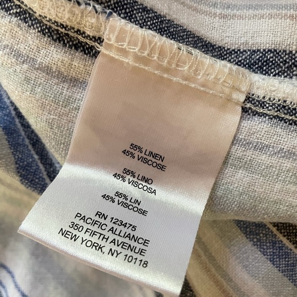 Linen Blue and White Striped JONES NEW YORK Signature button down blouse top XL - Picture 4 of 9